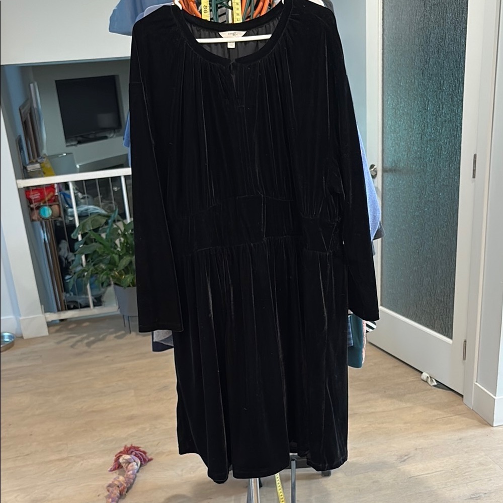 Worn once- ordered online Terra & Sky Black Long Sleeve Crew Neck Dress